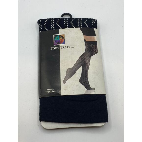 FOOT TRAFFIC Women's Black Cutout Stretch Pull-On Knee High Socks SZ OS - Picture 1 of 8